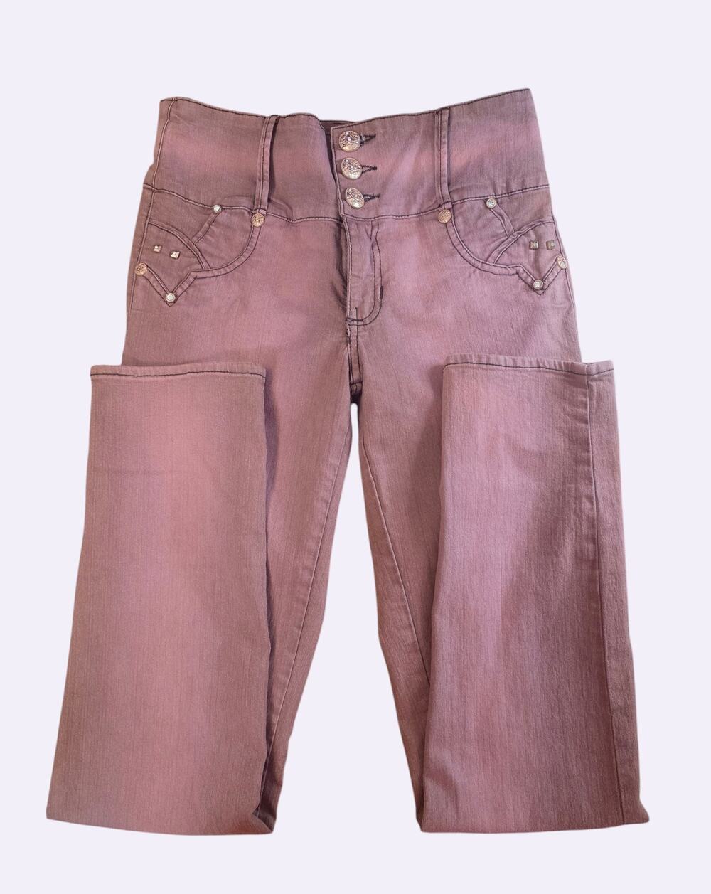 Kallister High Waisted Rhinestone Jeggings Dusty Rose Mauve Skinny Pants Size 12